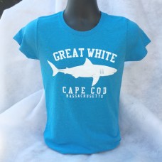 Great White Shark t-shirt - Heather Sapphire - short-sleeved Ladies Cut